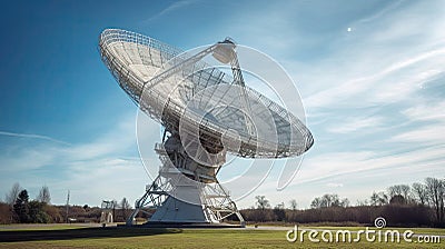 a Radio telescope pointing to the blue sky Stock Photo