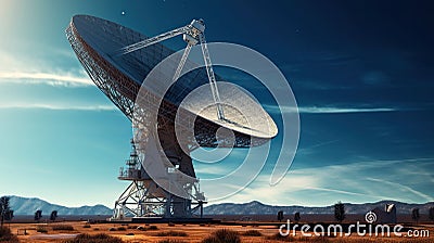 a Radio telescope pointing to the blue sky Stock Photo