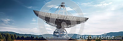 a Radio telescope pointing to the blue sky Stock Photo