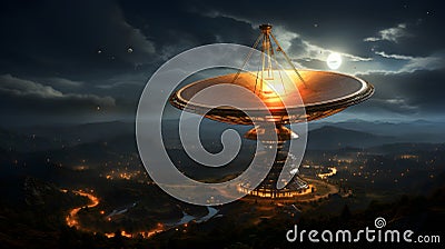 Radio telescope pointing to the sky. Stock Photo