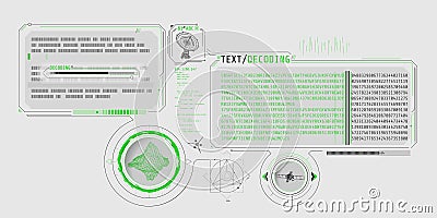 Decoding satellite and radio telescope data about an object. Vector Illustration
