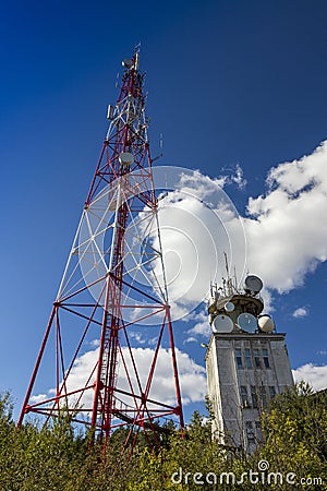 Radio and television tower on the Shumen Plateau Stock Photo