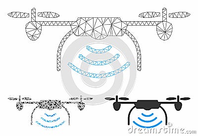 Radio Transmitter Airdrone Vector Mesh Network Model and Triangle Mosaic Icon Vector Illustration