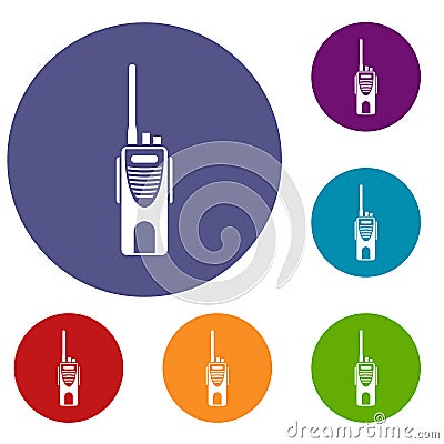 Radio transmitter icons set Vector Illustration