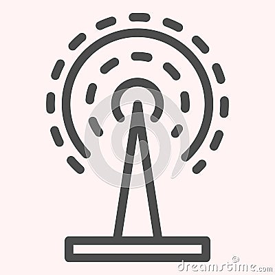 Radio wave line icon. Connection broadcast antenna. Astronomy vector design concept, outline style pictogram on white Vector Illustration