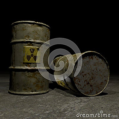 Radioactive barrels Stock Photo