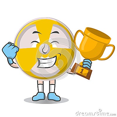 Radioactive cute winner trophy design character, design vector illustrator Stock Photo