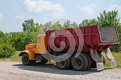 Radioactive dumper truck Stock Photo