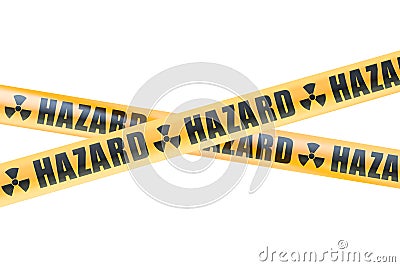 Radioactive Hazard Barrier Tapes, 3D rendering Stock Photo