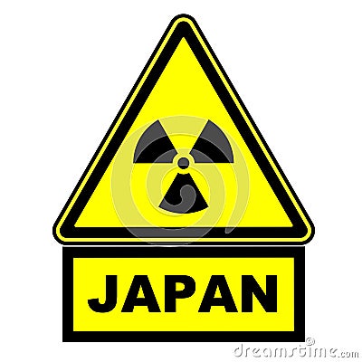 Radioactive hazard in Japan. Warning sign Cartoon Illustration