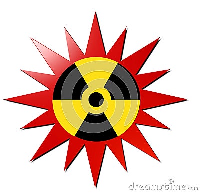 Radioactive sign (With Red Explosion) Stock Photo