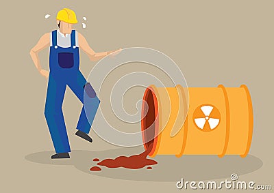 Radioactive Spill Industrial Workplace Accident Vector Illustration Vector Illustration