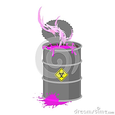 Radioactive waste barrel. Toxic refuse keg. Vector Illustration