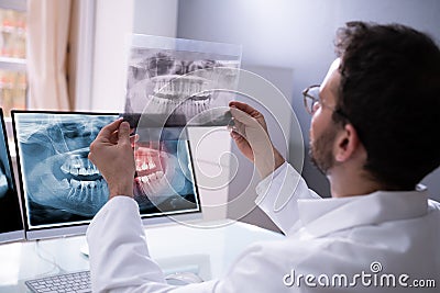 Radiologist Dentist Using X Ray Software Stock Photo