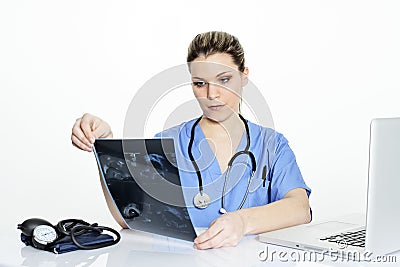 Radiologist woman in action Stock Photo