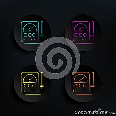 Radionics dark badge color set icon. Simple thin line, outline vector of mad science icons for ui and ux, website or mobile Stock Photo