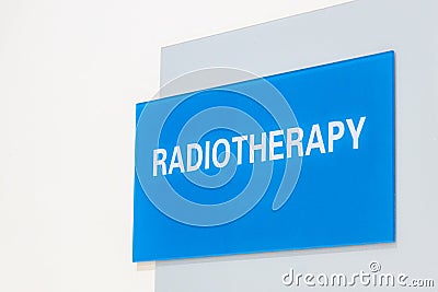 Radiotherapy word direction signage in hospital for cancer treatment Stock Photo