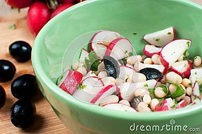 Radishes salad with olives Stock Photo