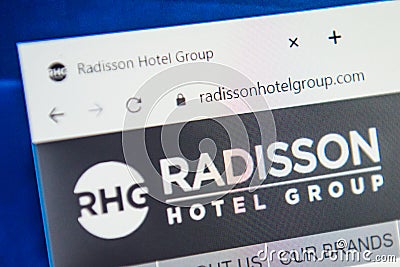 Radisson hotel group Web Site. Selective focus. Editorial Stock Photo