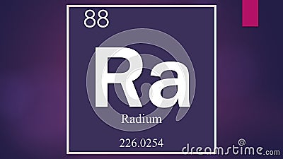 Radium chemical element symbol on wide magenta background Stock Photo