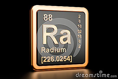 Radium Ra chemical element. 3D rendering Stock Photo