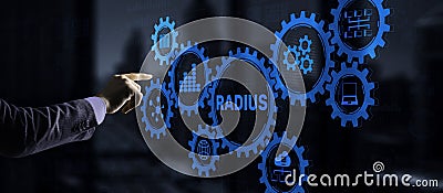 Radius. Remote Authentication in Dial In User Service. Telecommunications Networks Concept Stock Photo