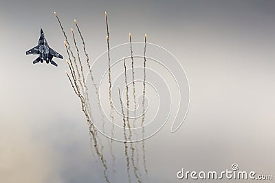 RADOM, POLAND - AUGUST 23:Polish pilot kpt. Adrian Rojek MiG-29A Editorial Stock Photo