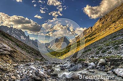 Rae Glacier and Elbow Lake Stock Photo