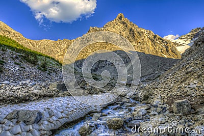 Rae Glacier and Elbow Lake Stock Photo