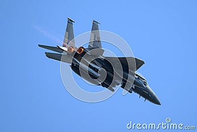 US Air Force F-15E Strike Eagle aircraft in flight Editorial Stock Photo