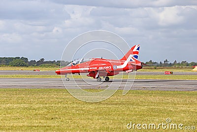 RAF Red Arrows in BAE Hawk T1 trainers Editorial Stock Photo