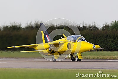 Former Royal Air Force RAF 1950`s era Folland Gnat T Mk.1 jet trainer aircraft G-MOUR. Editorial Stock Photo