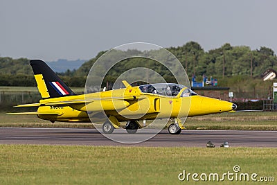 Former Royal Air Force RAF 1950`s era Folland Gnat T Mk.1 jet trainer aircraft G-MOUR. Editorial Stock Photo