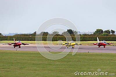 Former Royal Air Force RAF 1950`s era Folland Gnat T Mk.1 jet trainer aircraft G-MOUR Editorial Stock Photo