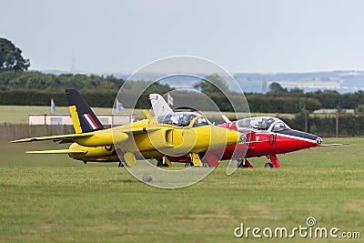 Former Royal Air Force RAF 1950`s era Folland Gnat T Mk.1 jet trainer aircraft G-MOUR Editorial Stock Photo