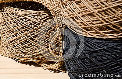 Raffia is an organic, ecological, wood fiber that is easy to crochet Stock Photo