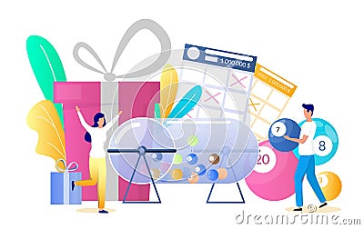 Bingo prize draw concept vector flat style design illustration Vector Illustration