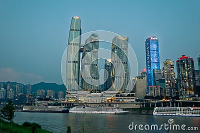 Nightview of Raffles City Chongqing, China Editorial Stock Photo