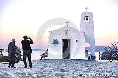 Small orthodox chapel dedicated to St Nikolaos.Rafina, Greece. Editorial Stock Photo
