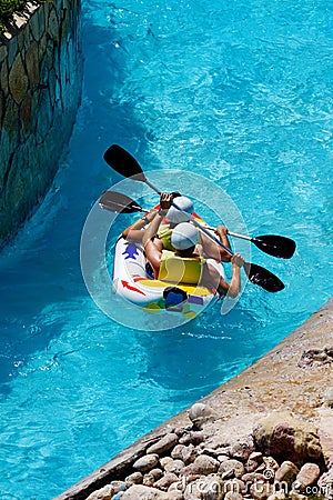 Rafting in an amusement aqua park Stock Photo