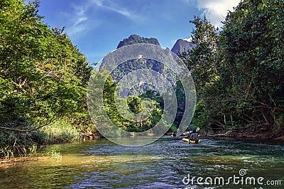 Rafting on a canoe Stock Photo