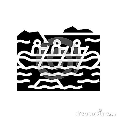 rafting extreme sport glyph icon vector illustration Vector Illustration