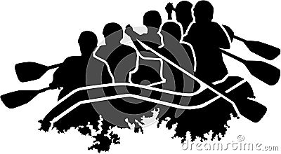 Rafting group silhouette Vector Illustration