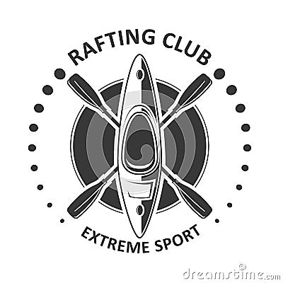 Rafting or kayaking club emblem - canoe, kayak icon Vector Illustration