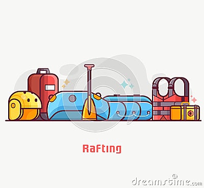 Rafting Lifestyle Concept Banner Vector Illustration