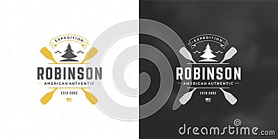 Rafting logo emblem vector illustration extreme adventure expedition paddles silhouette for shirt or print stamp Vector Illustration