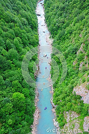 Rafting on the river Tara in Montenegro Stock Photo