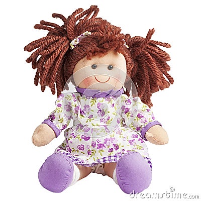 Rag Doll Fabric Sit Isolated Stock Photo