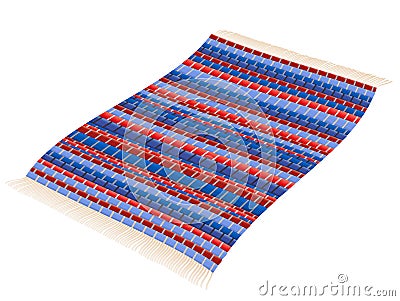 Rag Rug Red Blue Vintage Carpet Vector Illustration