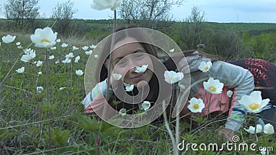 Ragazza di bellezza nel prato Bella giovane donna all'aperto Goda della natura Ragazza sorridente felice che si trova sull'erba v archivi video Ragazza di bellezza nel prato Bella giovane donna all'aperto Goda della natura Ragazza sorridente felice che si trova sull'erba v archivi video